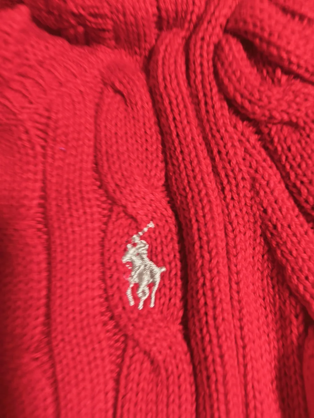 Ralph Lauren Red Cable-Knit Button Cardigan Sweater